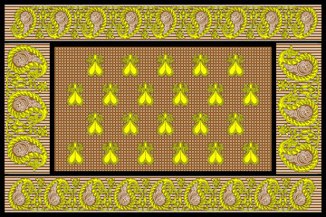 African Wax Print fabric, Ethnic overlap ornament seamless design, Khanga pattern motifs floral elements. khanga texture, colorful textile Ankara fashion style. New Design For Fabric.