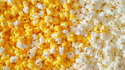 A background of yellow and white popcorn
