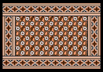 African Wax Print fabric, Ethnic overlap ornament seamless design, Khanga pattern motifs floral elements. khanga texture, colorful textile Ankara fashion style. New Design For Fabric.