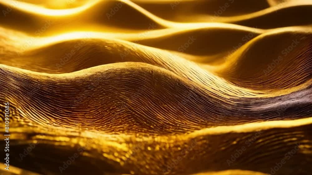 Poster golden energy flow abstract background with shiny gold waves and energetic patterns