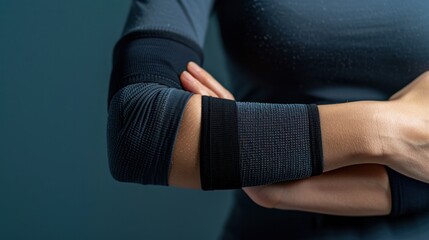 a person wearing a compression sleeve on their arm to reduce swelling