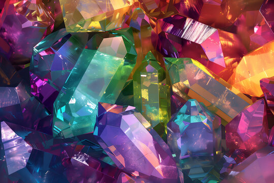 Dazzling gemstones made with a vivid color palette to convey their multicolored and vibrant nature