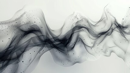 Black and grey smoke flowing in the air on a white background.