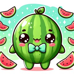 Naklejka premium 수박 캐릭터 일러스트