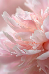 Fototapeta premium Close-up of a delicate pink peony blossom, highlighting its soft petals and intricate layers.