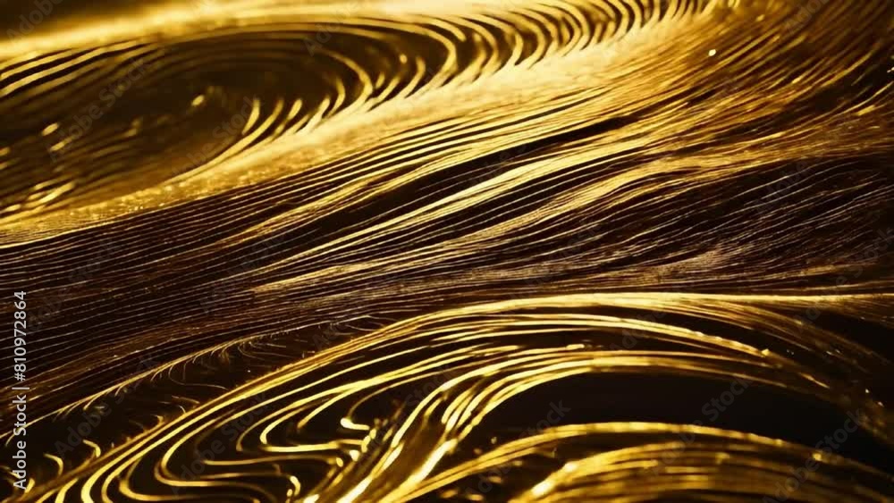 Aufkleber golden energy flow abstract background with shiny gold waves and energetic patterns