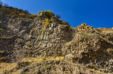 basalt rock formations in Garni gorge (Kotayk province, Armenia)