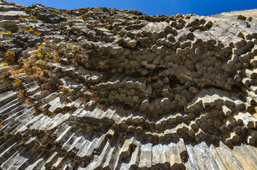 basalt rock formations in Garni gorge (Kotayk province, Armenia)