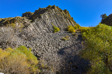 basalt rock formations in Garni gorge (Kotayk province, Armenia)