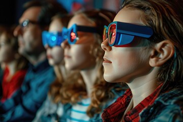 Row of People Wearing 3D Glasses