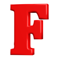 3D Font Red Letter F uppercase