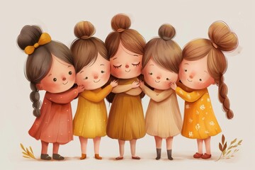Cute girls hugging together