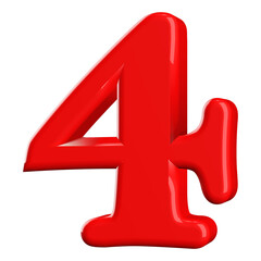 Obraz premium Red 3D Number 4