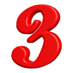 Red 3D Number 3
