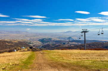 ropeway and slopes of Tsaghkadzor Ski Resort on Mount Teghenis (Kotayk province, Armenia)