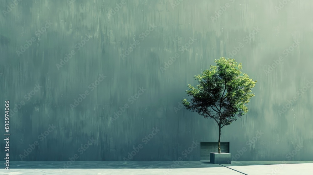 Poster on world environment day a solitary tree stands out against a minimalistic backdrop ready to serve a