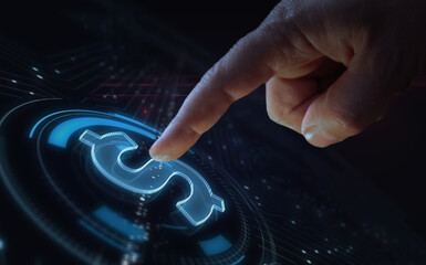 Dollar symbol digital 3d finger touch