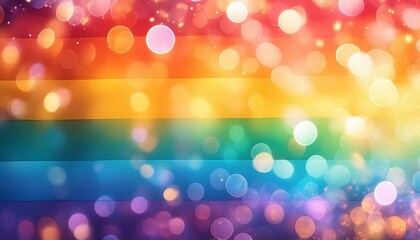 rainbow in the night, rainbow in the meadow, Blurred, rainbow background with bokeh. LGBT flag. Lgbt background