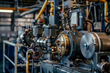 Amalgamation of advanced robotic machinery involved in CO2 recycling processes showing energy conservation