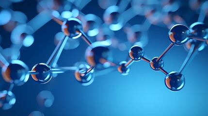 Abstract blue background, molecular structure close-up