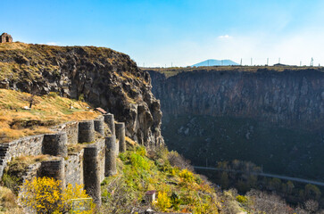 scenic ruins of medieval Bjni fortress (Kotayk province, Armenia)