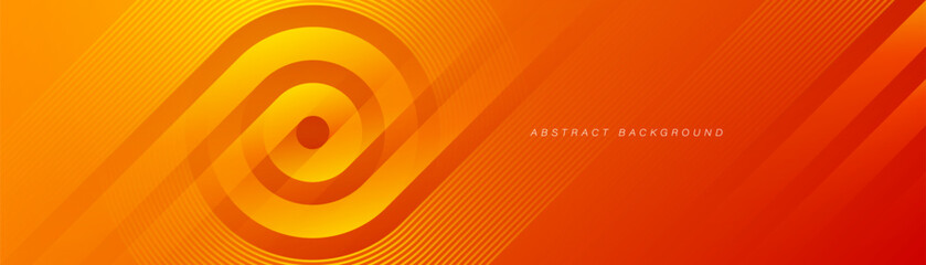 Orange abstract background with glowing diagonal rounded lines. Colorful gradient geometric shape. Modern graphic design. Horizontal banner template. Suit for cover, presentation, poster, website