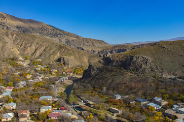 Hrazdan river canyon scenic view from Bjni fortress ruins (Kotayk province, Armenia)