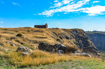 Saint Khach Church ruins in medieval Bjni fortress (Kotayk province, Armenia)