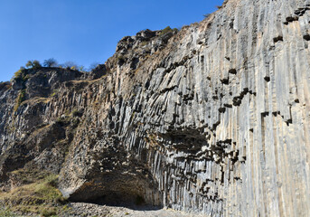 basalt rock formations in Garni gorge (Kotayk province, Armenia)