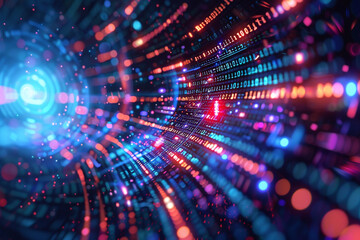 An abstract digital technology background, highlighting a world of ones and zeros in a vibrant and interconnected pattern This representation embodies the essence of innovation and progress