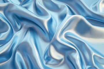 Obraz premium Glossy Satin Textile Close-up: Shimmering Light Blue