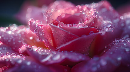 a pink rose petal with water droplets - Powered by Adobe