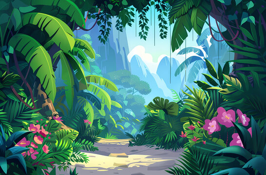 ungle, plants, nature, landscape, illustration