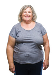 Senior plus size caucasian woman over isolated background with a happy and cool smile on face....