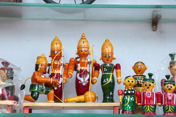Wooden Indian toys - Gods Sita, Rama, Lakshman, Hanuman and others.