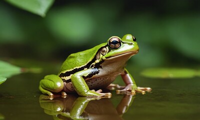 Naklejka premium frog on the water