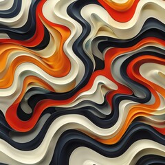 Colorful abstract waves. 3D rendering.