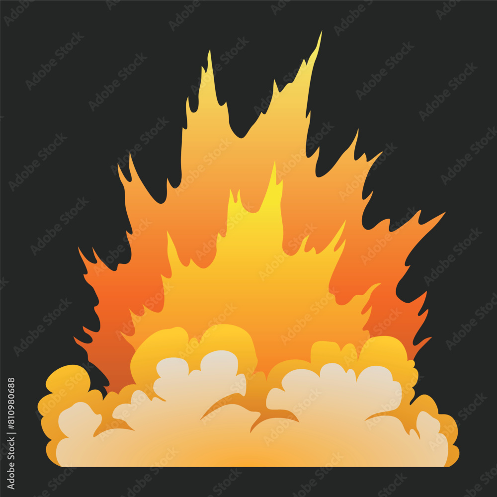 Poster explosion animation effect for game. burst explosion in cartoon style. bomb or bang. vector isolated