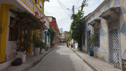 Obraz premium Colourful street in the Getsemani neighborhood in Cartagena