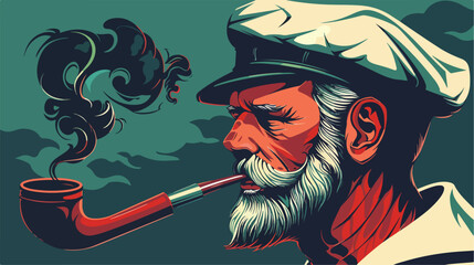 sailor smoking a pipe vector Vector style 