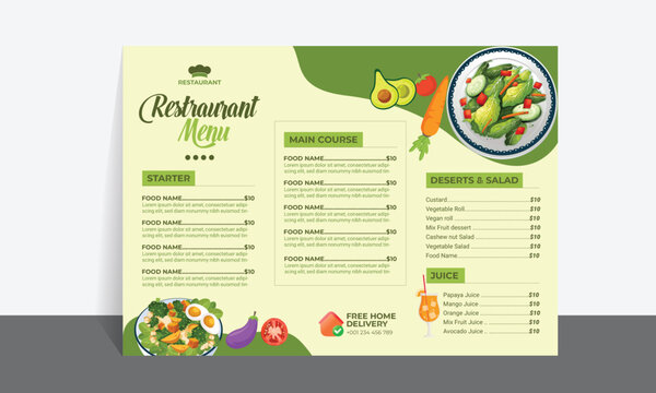 Organic Green Restaurant Menu Design Template