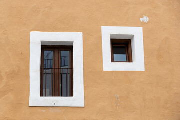 Doors and window scenes of the old town in Ibiza, Spain