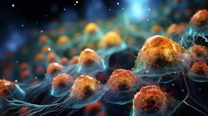 Obraz premium 3D rendered image of trichome cells on a cannabis leaf, detailed and vibrant, emphasizing their function in producing resins and essential oils