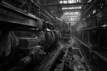 Train Engine in an Industrial Warehouse