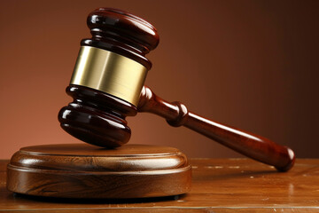 An elegant and focused image of a gavel, serving as a powerful symbol of legal and judicial focus Set against a minimalist background, the gavel symbolizes legal precision and authority in the