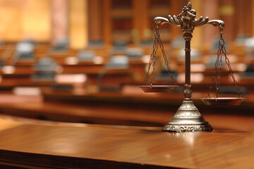 An elegant and focused image of a judicial court setting with precision