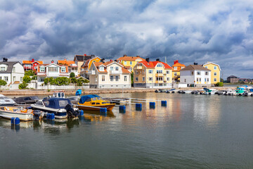Obraz premium Scandinavian harbor in Karlskrona on Baltic sea coast, Sweden