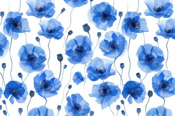 pattern of red poppies on a white background