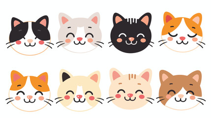 Set of cute cats head vector Vector style