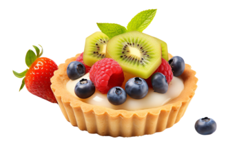Fresh and delicious fruit tart with a variety of berries and kiwi, perfect for any occasion!